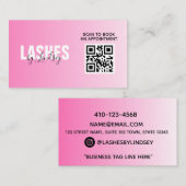 Carte De Visite Analyser le code QR rose professionnel pour réserv (Devant / Derrière)
