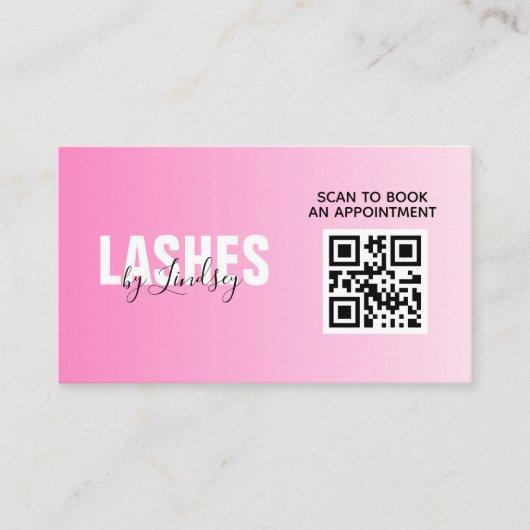 Carte De Visite Analyser le code QR rose professionnel pour réserv (Devant)