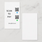 Carte De Visite analyser pour payer les détails du code QR de Venm (Devant / Derrière)