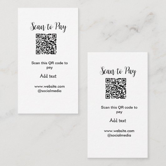 Carte De Visite Analyser pour payer scanner code QR ajouter des dé (Devant / Derrière)