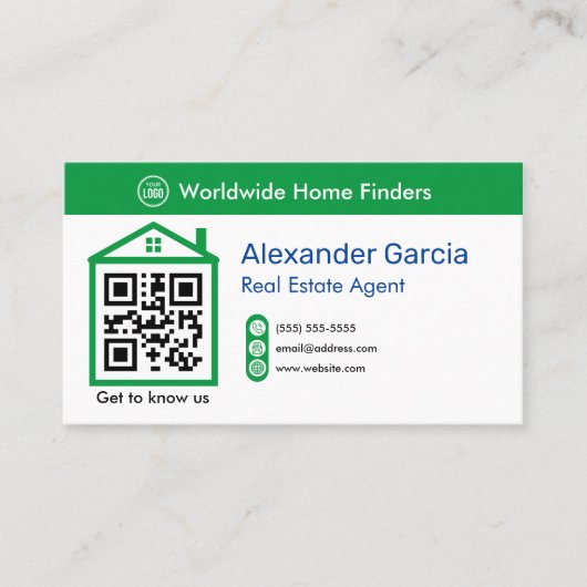 Carte De Visite Analyseur de code QR pour l'agent immobilier (Devant)
