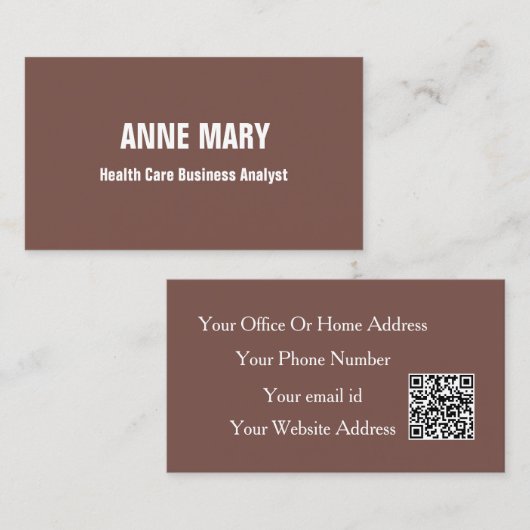 Carte De Visite Analyste Commercial de la Santé Code QR Terracotta (Devant / Derrière)