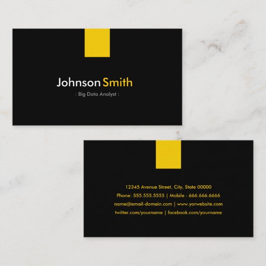 Carte De Visite Analyste de Big Data - moderne jaune ambre (Devant / Derrière)