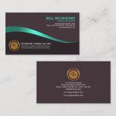 Carte De Visite Analyste en placements cyan de vague d'or lumineux (Devant / Derrière)