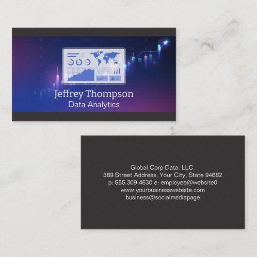 Carte De Visite Analytics | Metrics | Financial Data (Devant / Derrière)