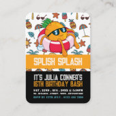 Carte De Visite Ananas amusant, fête de la piscine Billets de remi (Devant)