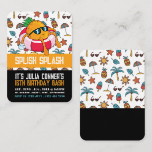Carte De Visite Ananas amusant, fête de la piscine Billets de remi