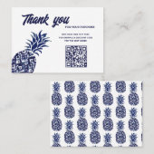 Carte De Visite ananas bleu merci (Devant / Derrière)