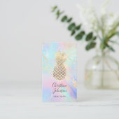 Carte De Visite ananas en feuille simulée sur l'iridescence FAUX (Debout devant)