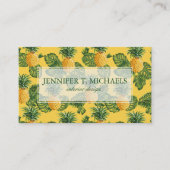 Carte De Visite Ananas et feuille tropical sur l'or (Devant)