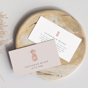 Carte De Visite Ananas Faux Rose Gold & Cameo Blush