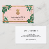 Carte De Visite Ananas Gold et cadres de palmiers verts de Faux ro (Devant / Derrière)