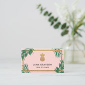 Carte De Visite Ananas Gold et cadres de palmiers verts de Faux ro (Debout devant)