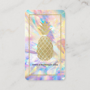 Carte De Visite Ananas Holographique Crystal Gold Simple Moderne