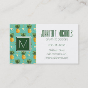 Carte De Visite Ananas lumineux sur le motif géométrique