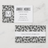 Carte De Visite Ananas monochrome| Monogramme (Devant / Derrière)