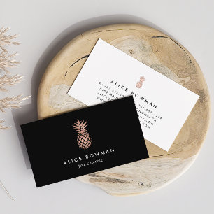 Carte De Visite Ananas Rose en or Faux