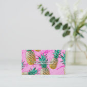 Carte De Visite Ananas Tropical & Marbre Rose Chic Bright (Debout devant)