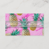 Carte De Visite Ananas Tropical & Marbre Rose Chic Bright (Dos)