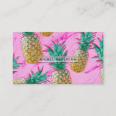 Carte De Visite Ananas Tropical & Marbre Rose Chic Bright (Devant)