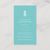 Carte De Visite Ananas Turquoise vertical (Dos)