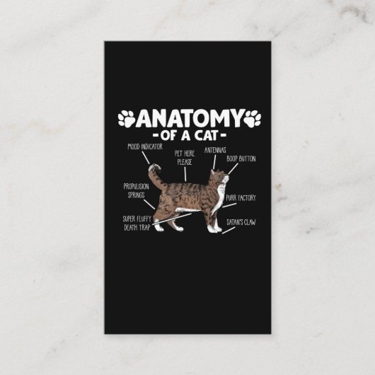 Carte De Visite Anatomie amusante d'un chat Cute Kitty Lover Propr (Devant)
