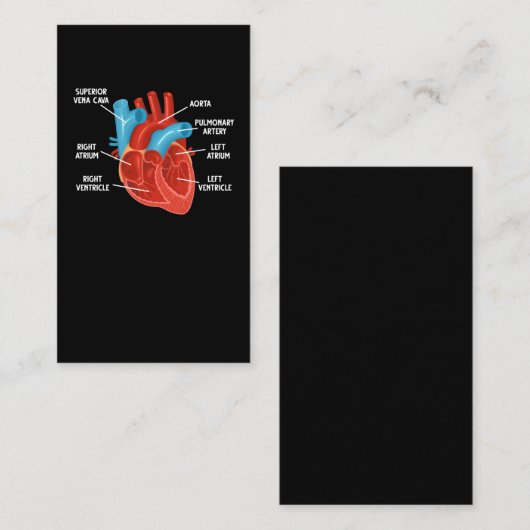 Carte De Visite Anatomie cardiaque Cardiologie de l'éducation (Devant / Derrière)