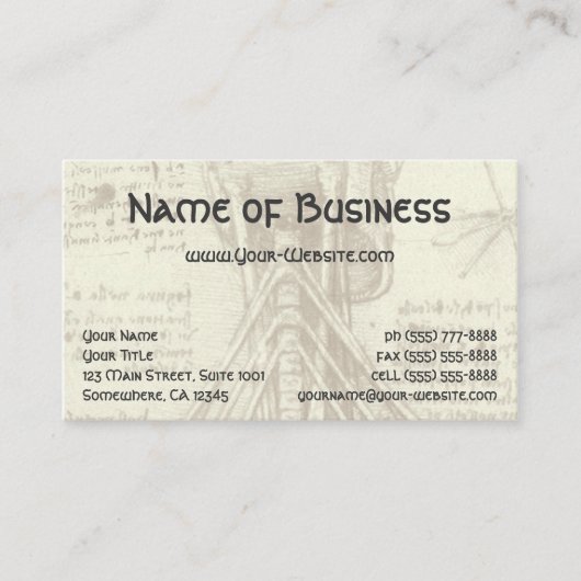 Carte De Visite Anatomie Croquis de colonne vertébrale Leonardo da (Devant)