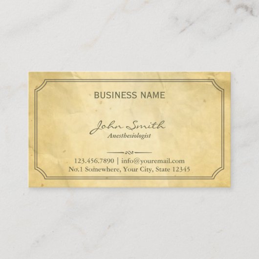 Carte De Visite Ancien Ancien Anesthésiste de la texture papier (Devant)