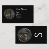 Carte De Visite ANCIEN BRONZE ROMAIN MÉDALLION MONOGRAMME Noir (Devant / Derrière)