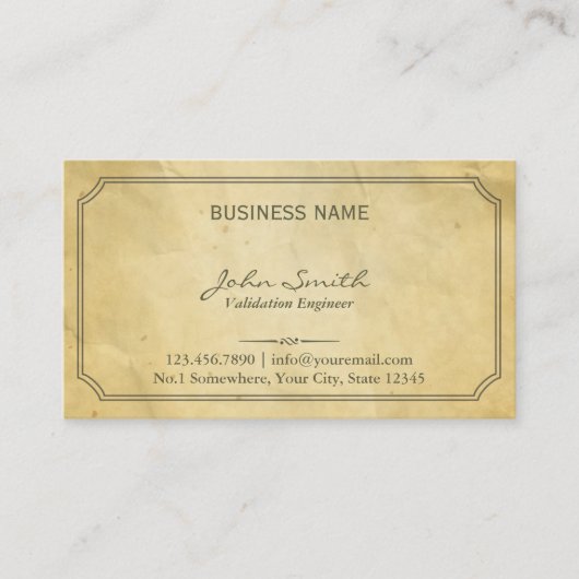 Carte De Visite Ancien ingénieur de validation de texture papier v (Devant)