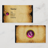 Carte De Visite ANCIEN PARCHEMENT BROWN, PIERRE GEM, rose MONOGRAM (Devant / Derrière)