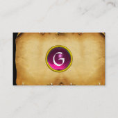 Carte De Visite ANCIEN PARCHEMENT BROWN, PIERRE GEM, rose MONOGRAM (Dos)