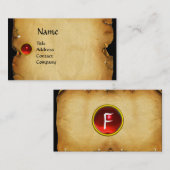 Carte De Visite ANCIEN PARCHEMENT BROWN, PIERRE GEM, rouge MONOGRA (Devant / Derrière)