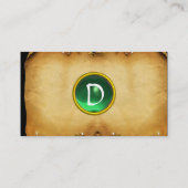 Carte De Visite ANCIEN PARCHEMENT BROWN, PIERRE GEM, vert MONOGRAM (Dos)