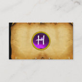 Carte De Visite ANCIEN PARCHEMENT BROWN, PIERRE GÉM, violet MONOGR (Dos)