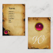 CARTE DE VISITE ANCIEN PARCHEMENT BROWN, PIERRE GÉMIQUE, MONOGRAMM (Devant / Derrière)