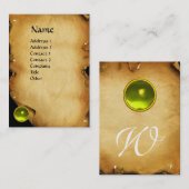 CARTE DE VISITE ANCIEN PARCHEMENT BROWN, PIERRE GÉMIQUE, MONOGRAMM (Devant / Derrière)