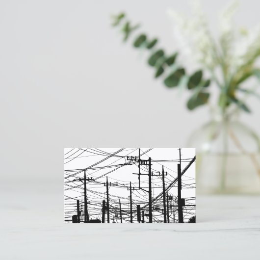 Carte De Visite Ancien téléphone et lignes électriques (Debout devant)