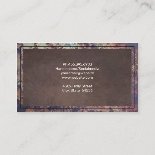 Carte De Visite Ancienne bordure en métal rouillé (Dos)