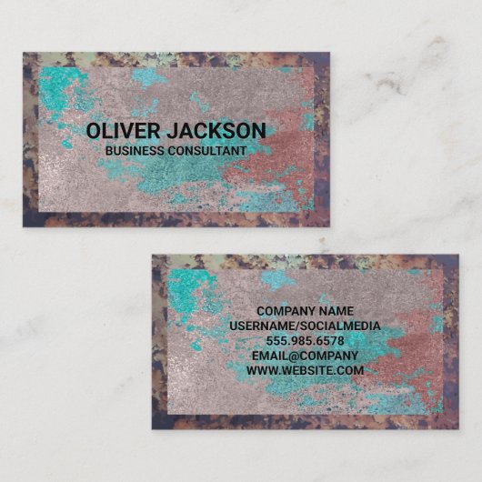 Carte De Visite Ancienne bordure en métal rouillé | Arrière-plan d (Devant / Derrière)