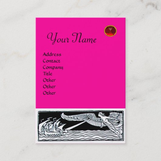 Carte De Visite ANCIENS NAVIRES RUBY MONOGRAM rose Fuchsia Noir (Devant)