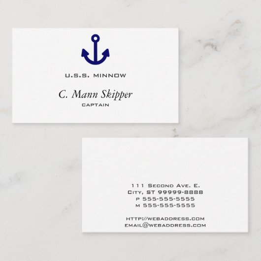 Carte De Visite Ancre (Devant / Derrière)