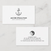 Carte De Visite Ancre Bateau Charte Pêche (Devant / Derrière)
