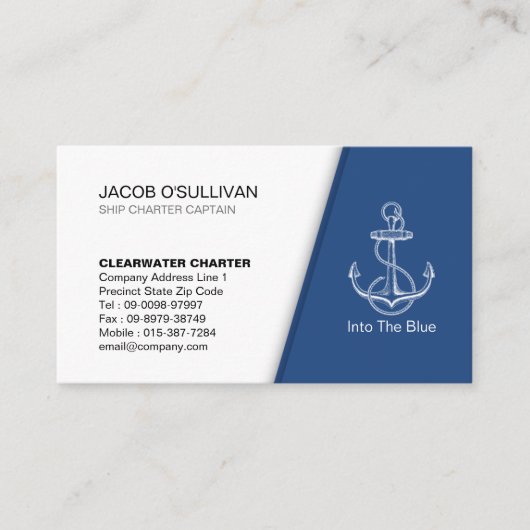 Carte De Visite Ancre Bateau Charte Pêche (Devant)