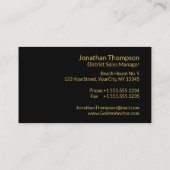 Carte De Visite Ancre classique en or nautique sur noir (Dos)