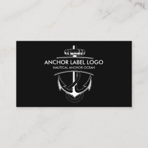 Carte De Visite Ancre de bateau nautique noir uni