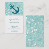 Carte De Visite Ancre de Parties scintillant nautique Aqua Bokeh (Devant / Derrière)