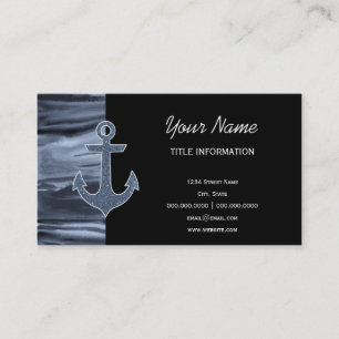 Carte De Visite Ancre grise bleuâtre nautique de parties