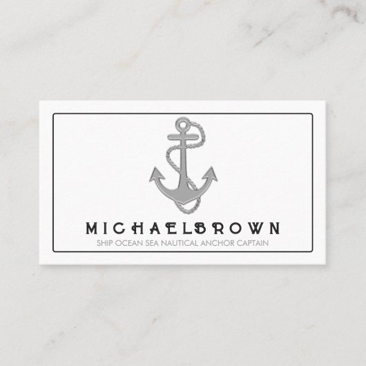 Carte De Visite Ancre marine blanche gris (Devant)